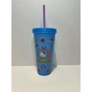 HELLO KITTY Blue to Purple Color Changing Tumbler Lid & Glitter Straw 24 oz New